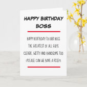 Grappig gedicht Boss Happy Birthday Kaart (Gele Bloem)