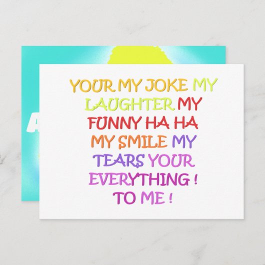 Grappig gedicht liefde met kunst ontwerp voor iede briefkaart (Voorkant / Achterkant)