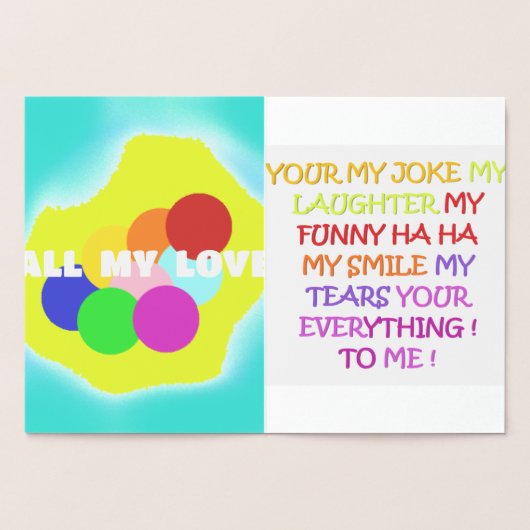 Grappig gedicht liefde met kunst ontwerp voor iede folie kaarten (Binnen)