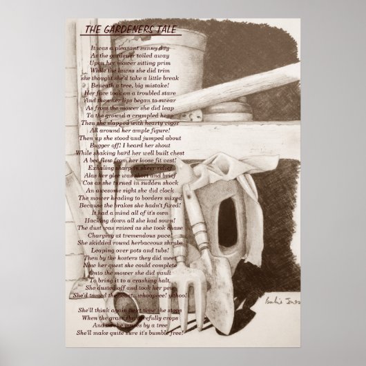 Grappig gedicht nog levensreddende tuinwerktuigen  poster (Voorkant)