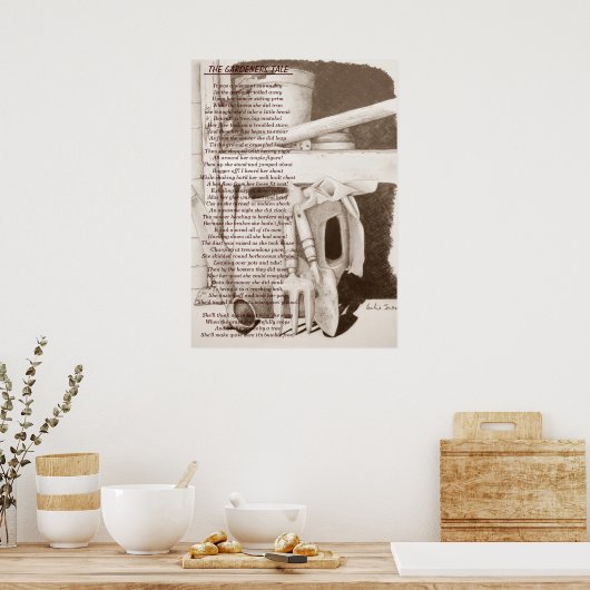 Grappig gedicht nog levensreddende tuinwerktuigen  poster (Keuken)
