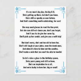 Grappig gedicht voor 60ste verjaardag vrouw briefkaart