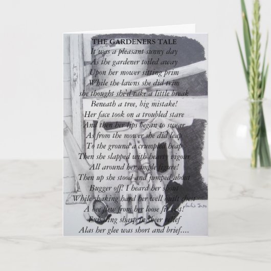 Grappig gedicht voor de tuinhulpmiddelen van het kaart (Voorkant)