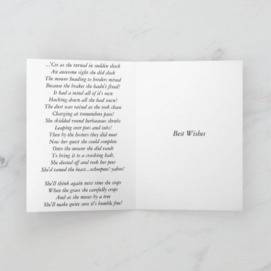 Grappig gedicht voor de tuinhulpmiddelen van het kaart (Binnen)