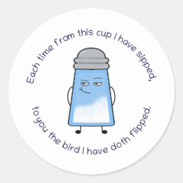 Grappig gedicht Zoute Couplet Mok "Bird Flip" Ronde Sticker