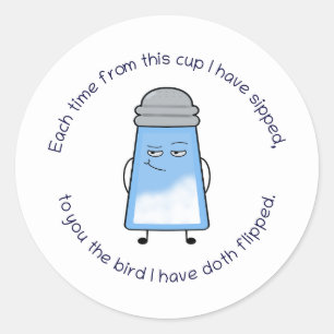 Grappig gedicht Zoute Couplet Mok "Bird Flip" Ronde Sticker