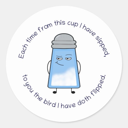 Grappig gedicht Zoute Couplet Mok "Bird Flip" Ronde Sticker (Voorkant)
