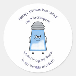 Grappig gedicht Zoute Couplet Stick "Verschrikkeli Ronde Sticker