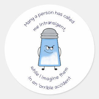 Grappig gedicht Zoute Couplet Stick "Verschrikkeli Ronde Sticker