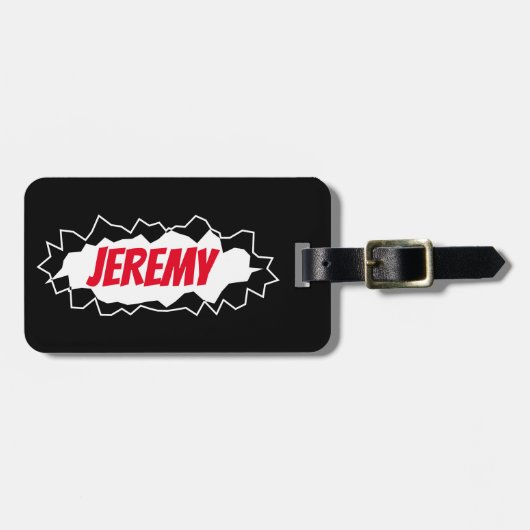 Grappig gedraaide cartoon met openingen afdrukken, bagagelabel (Voorkant horizontaal)