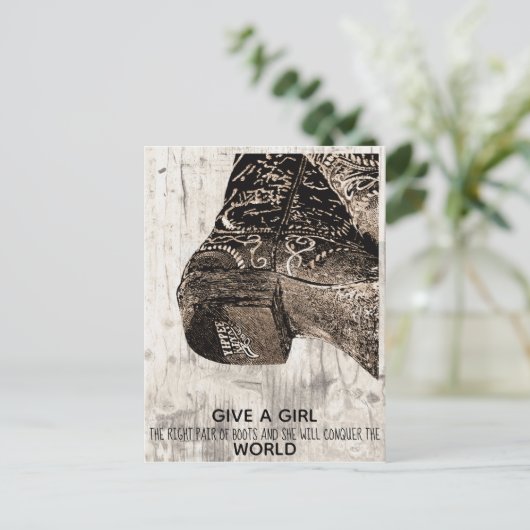 Grappig Geef Een Meisje Het Juiste Paar Laarzen Br Feestdagenkaart (Staand voorkant)