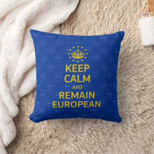 Grappig Geel Blauw Houd Calm Crown Europe Modern Kussen