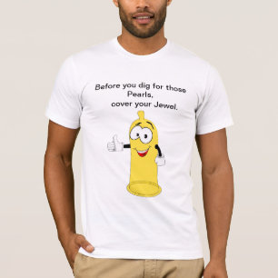Grappig geel condoom man grap t-shirt