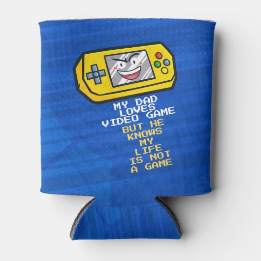 Grappig geel draagbaar spel Vaderdag groet Blikjeskoeler (Voorkant)