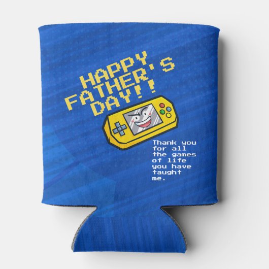 Grappig geel draagbaar spel Vaderdag groet Blikjeskoeler (Achterkant)