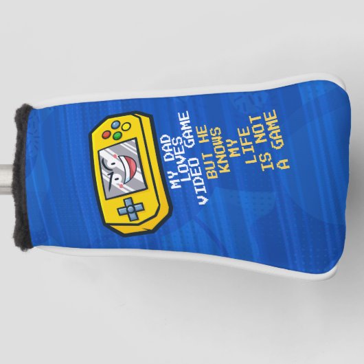 Grappig geel draagbaar spel Vaderdag groet Golfheadcover (Voorkant)