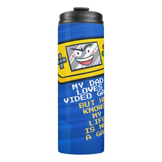 Grappig geel draagbaar Vaderdag Wenskaart Thermosbeker (Voorkant)