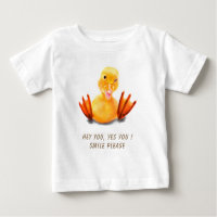 Grappig Geel Eend Baby T-Shirt Opvallende Tekst