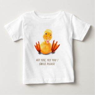 Grappig Geel Eend Baby T-Shirt Opvallende Tekst