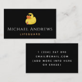 Grappig Geel Eend & Cocktail Badmeester Strand The Visitekaartje (Voorkant / Achterkant)