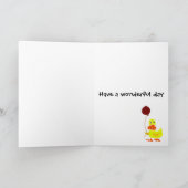 Grappig geel eendje met rode ballon kaart (Binnen)