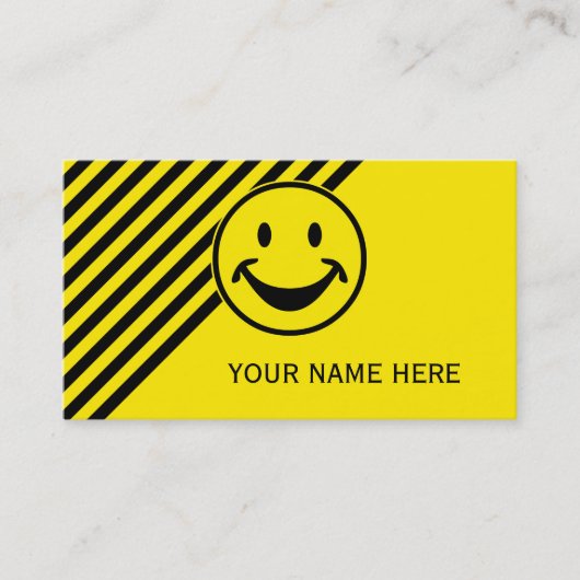 Grappig geel en strepen + je rug. en idee visitekaartje (Voorkant)
