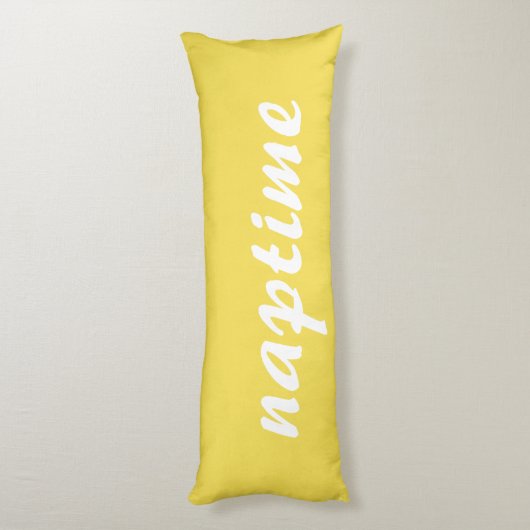 Grappig Geel en Wit Naptime Lichaamskussen (Achterkant (Verticaal))