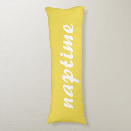 Grappig Geel en Wit Naptime Lichaamskussen (Voorkant Verticaal)