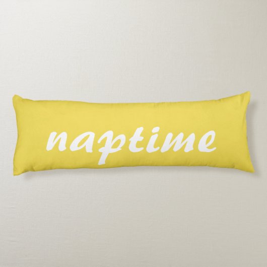 Grappig Geel en Wit Naptime Lichaamskussen (Achterkant)