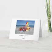 Grappig Geel Lab & Cat Surfer Kerstmis Feestdagen Kaart (Achterkant)