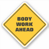 Grappig geel lichaam werkt vooruit sticker (Voorkant)