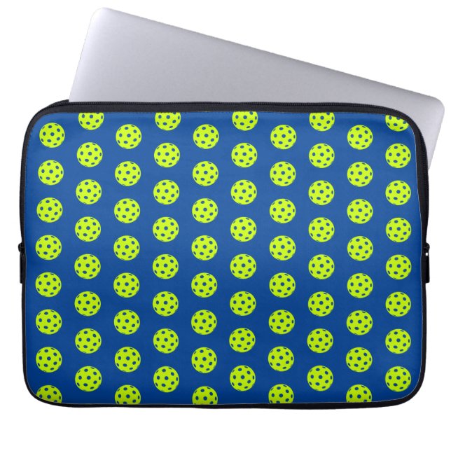 Grappig geel pickleball patroon laptop sleeve (Voorkant)