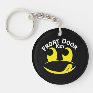 Grappig Geel Smiley Gezicht met Uitgestoken Tong o Sleutelhanger