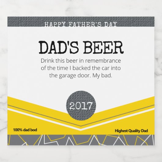 Grappig geel Vaderdag Papa's bieretiket Bier Etiket (Enkel label)