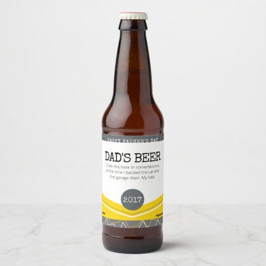 Grappig geel Vaderdag Papa's bieretiket Bier Etiket (Voorkant)