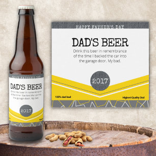 Grappig geel Vaderdag Papa's bieretiket Bier Etiket