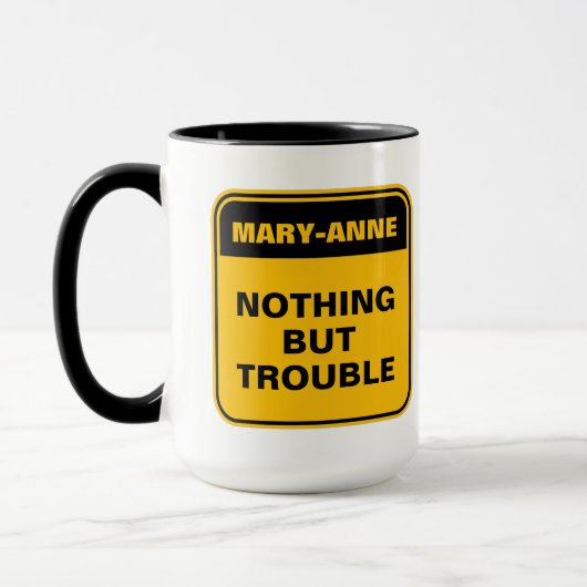 Grappig geel verkeersbord niets dan problemen mok (Links)