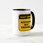 Grappig geel verkeersbord niets dan problemen mok (Voorkant rechts)