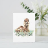 Grappig, geen chocolade, geen glimlach, angry Duck Briefkaart (Staand voorkant)