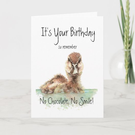 Grappig, geen chocolade, geen glimlach, angry Duck Kaart (Voorkant)