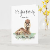 Grappig, geen chocolade, geen glimlach, angry Duck Kaart (Gele Bloem)