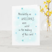 Grappig GEEN Eenhoorn Afbeeldingen Blauwe Verjaard Kaart (Gele Bloem)