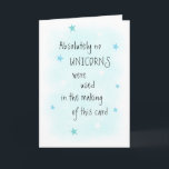 Grappig GEEN Eenhoorn Afbeeldingen Blauwe Verjaard Kaart<br><div class="desc">Sorry voor alle unicorn liefhebbers die er zijn, maar sommigen van ons zijn gewoon niet. Vooral wanneer de eenhoorn door de lucht vliegt en regenbooggassen uitdrijft. Oh ja. Dat is het wenskaart dat ik wil krijgen. Wees dus niet bang. U zult geen eenhoorns vliegen of anderszins vinden in deze verjaardagskaart....</div>