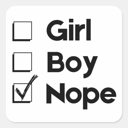 Grappig geen geslacht vierkante sticker (Voorkant)
