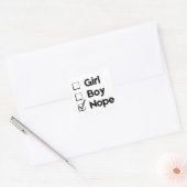 Grappig geen geslacht vierkante sticker (Envelop)