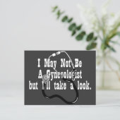 Grappig, geen gynaecoloog briefkaart (Staand voorkant)