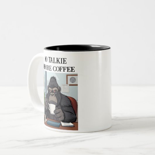Grappig Geen Talkie Voor Koffie Gorilla Mok (Voorkant links)