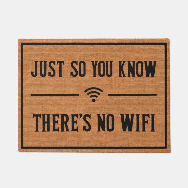 Grappig Geen Wifi Rustiek Bruin Burlap Patroon Deurmat (Voorkant)