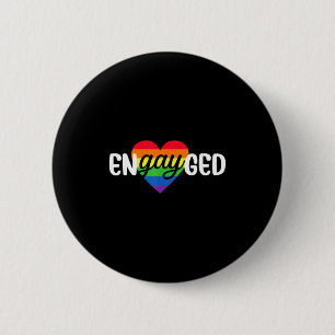 Grappig Geëngageerd Homokoppel Verloving Feest Reg Ronde Button 5,7 Cm
