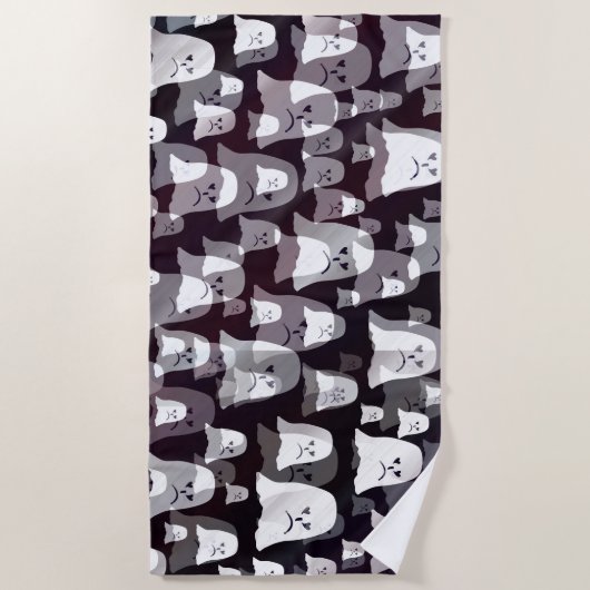 grappig, geesten, geest, halloween, glanzend, goud strandlaken (Voorkant)